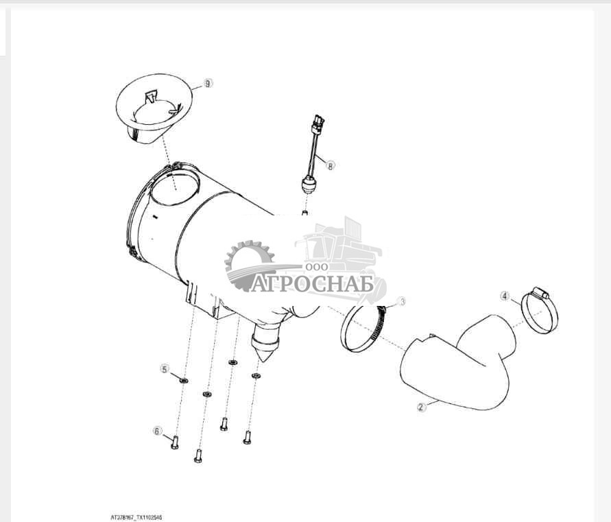 Воздухозаборная система (двигатели 4045HT054, 4045HT072, 4045HT086, 4045HT087) 